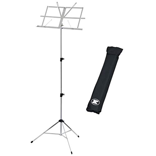 ◆商品名：[キクタニ] 譜面台 折りたたみ式 軽量スチール製 クロムメッキ(シルバー) KMS-4【サイズ・重量】高さ:最大高 1,360mm ~最低高 480mm (譜面部下部まで)、譜面部:410mm X 231mm、重量:1.25Kg【改良された安定性】KMS-3よりも径の太いパイプを採用し、より高い位置でのセッティングが可能で、安定感も向上しています。【デザインバリエーション】クローム仕上げと黒色焼付塗装の二種類をご用意しており、使用環境や好みに応じて選べます。【軽量設計】移動が頻繁なミュージシャンでも楽に扱える重量感で設計されています。【ご注意】譜面台を設置する際は、しっかりとロックがかかっていることを確認してください。