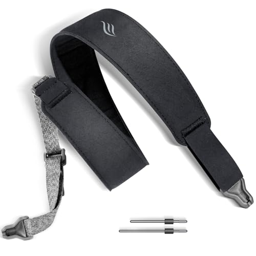 [enya] ギターストラップ 磁気ストラップロック付き ギター、ベース、ウクレレ用 ブラック PUレザー素材 クイックリリース 片手で長さを調節（MS1/BK）