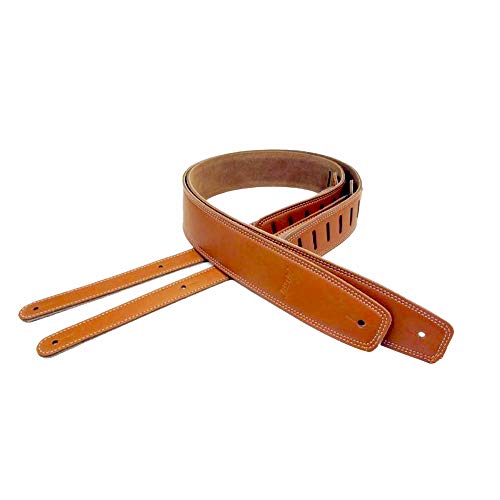 fieldlabo 牛革 レザー ギターストラップ エレキギター アコギ ベース やわらか しなやか 使い込みほどに体に馴染み 味が出る！ (ブラウン)
