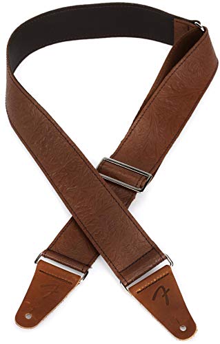 Fender ストラップ Tooled Leather Guitar Strap, 2”, Brown