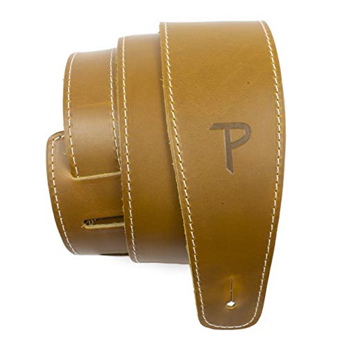 P Perri's Leathers Ltd. ベースボール レザー ギター ストラップ 2.5インチ 色: サンフラワー