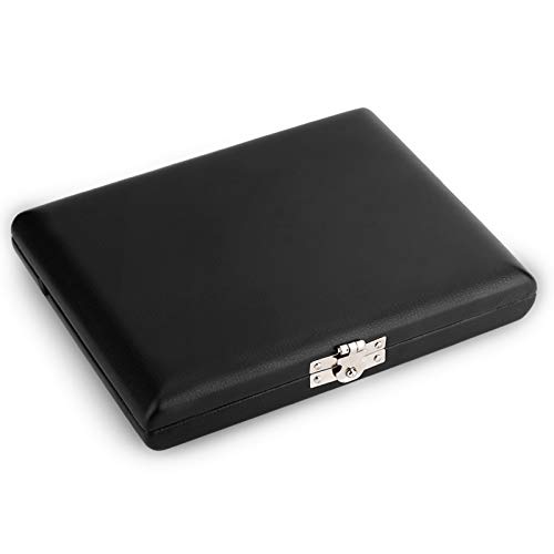 PUレザーカバー 黒 サックス・クラリネット リード6本収納 スロット付き ケース 軽量で丈夫な木材素材 防水 & 簡単クリーン 内部パッド保護 がっちりバックル 湿気除去のためのエアホール