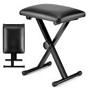 Carina ピアノ椅子 X型 キーボードチェア イス 3段高さ階調節 コンパクト 折りたたみ (ブラック/黒)