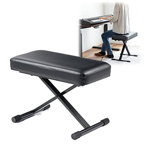 イーサプライ ピアノ椅子 キーボードベンチ X型 幅60cm 高さ調整7段階 26〜50cm 低め クッション 厚さ8cm 折りたたみ EEX-CHS03BK