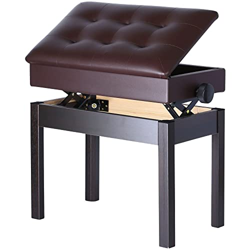 seathestars ピアノ椅子 収納付き 高さ調節可能 47〜57cm 無段階調節 ワイド 二人掛け 連弾 幅57cm 奥行32cm 楽譜収納付き ピアノベ...