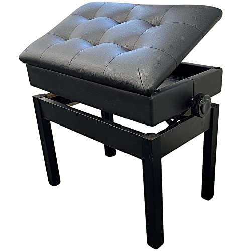seathestars ピアノ椅子 収納付き 高さ調節可能 47〜57cm 無段階調節 ワイド 二人掛け 連弾 幅57cm 奥行32cm 楽譜収納付き ピアノベ...