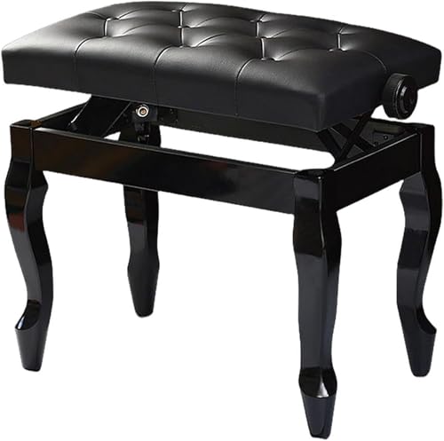 Jinghui ピアノ 椅子 高さ調整 ピアノイス 足台 折りたたみピアノ キーボードベンチ 木製 ブラック 収納付き (ブラック)