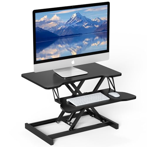 スタンディングデスク 卓上 SHUWEI 天板幅65CM ガス圧昇降式デスク 高さ15〜43CM キーボードトレイ付き..