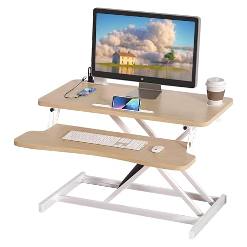 スタンディングデスク 卓上 幅80×40cm ガス圧昇降式テーブル 無段階調節 座位立位両用 フリーデスク デ..