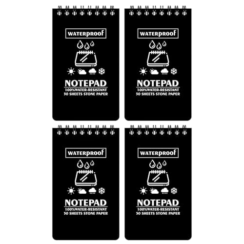 PAVIKE 防水ノート ブックメモ帳 4pcs スパイラルノート ストーンペーパー メモ帳 ポケットサイズ 防水 雨の中で書ける 破れにくい アウトドア 事務...
