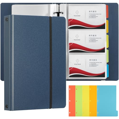 MaxGear 名刺ホルダー 大容量 180枚収容 名刺ファイル 名刺入れ 5色インデックスタブ付き やすい分類管理 取り外し可能 ビジネス 名刺フォルダー シ...