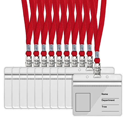 Chouiery ネームホルダー 35枚入れ IDカードホルダー ネックストラップ 横型 ブルー 吊り下げ名札 スト..