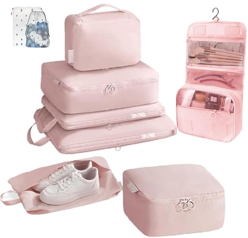 トラベルポーチ 圧縮 9点セット 旅行用ポーチ スペース節約50% 【2025新設計】旅行用圧縮袋 便利旅行圧縮バッグ パッキングポーチ 洗面用具 旅行用 撥水...