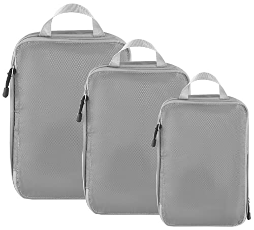 HomeFirst 圧縮バッグ 便利旅行圧縮バッグ 3点セット ファスナー圧縮 衣類スペース節約 トラベルポーチ..