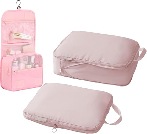 トラベルポーチ 圧縮 3セット 旅行圧縮バッグ おしゃれ セット 可愛い 圧縮袋 パッキングポーチ 可変ス..