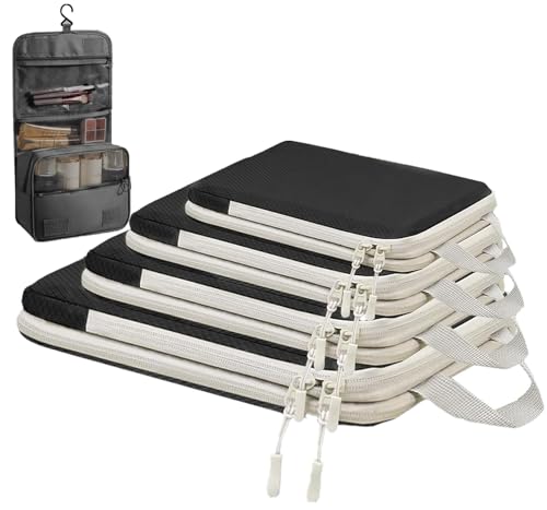 トラベルポーチ 圧縮 セット【2025革新改良設計】旅行用圧縮袋 便利旅行圧縮バッグ 5点セット 可変スペ..