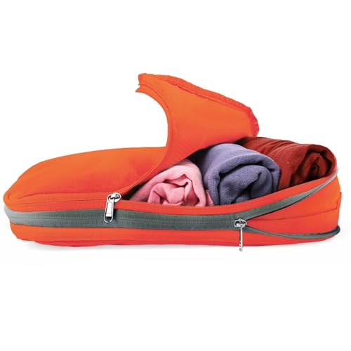 【じゃらん掲載】 TABIGO!! 圧しゅくん 圧縮袋 旅行 トラベルポーチ 圧縮ポーチ 圧縮バッグ 便利グッズ 衣類 洋服 パッキング (オレン..