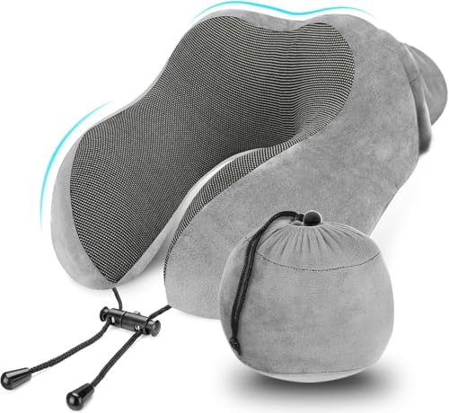 ?Lamiishop ネックピロー 飛行機 枕 一体式収納袋・低反発 首枕 飛行機 快適グッズ トラベルピロー 機内 枕 トラベル枕 カバー洗濯可 飛行機 まく...