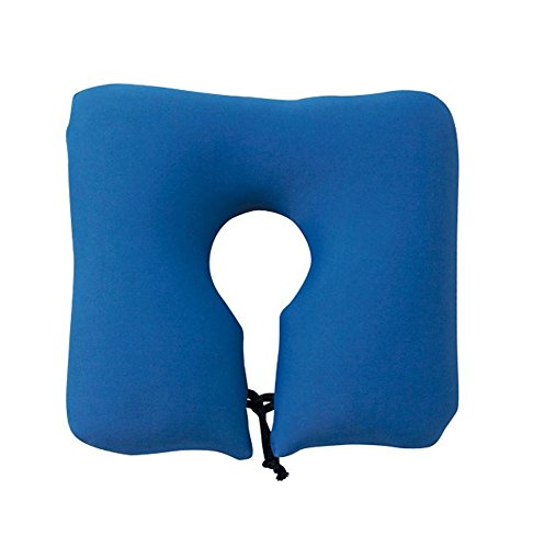 MOGU(モグ) ポータブルネックピロー 日本製 身体が求めるビーズクッション へたりにくい パウダービーズ使用 小型(約30x28x8cm) ブルー 手洗い可...