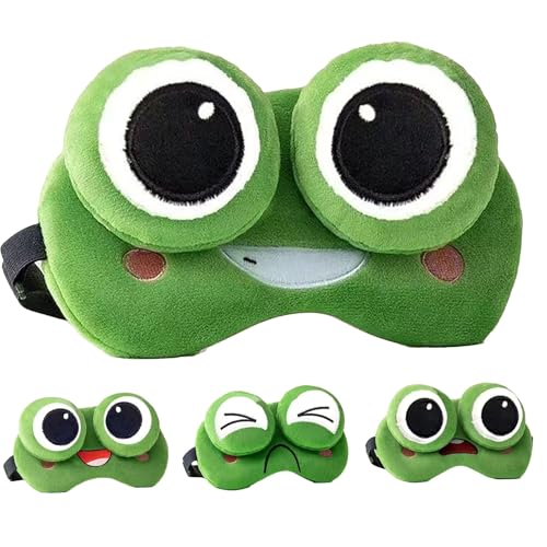 wulsalio 睡眠用 可愛いファッション カエルの個性的なアイマスク 遮光アイマスク 快眠 グッズ 遮光率99.99％ 四季 肌にやさしい 遮光 通気性 旅行/パーティー/出張/昼寝に 男女兼用（サイズ調
