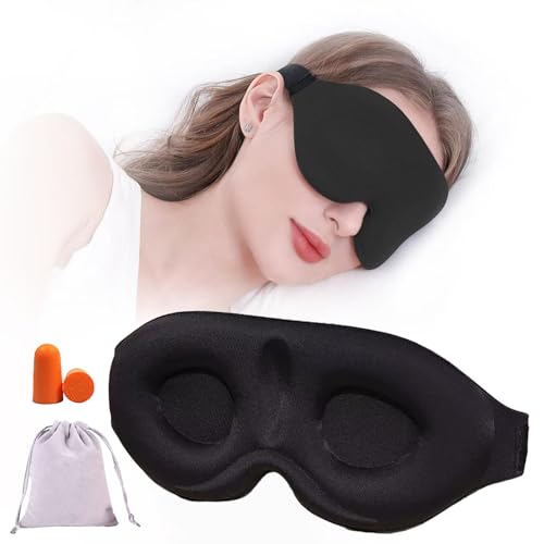 wulsalio アイマスク 睡眠用 安眠 3D 立体 おしゃれ 目隠し 快眠グッズ 遮光率99.99％ て通気性が良い 圧迫感なし 四季 肌にやさしい 軽量 旅行/出張/昼寝に最適 男女兼用 (ブルー) (ブラック/型番