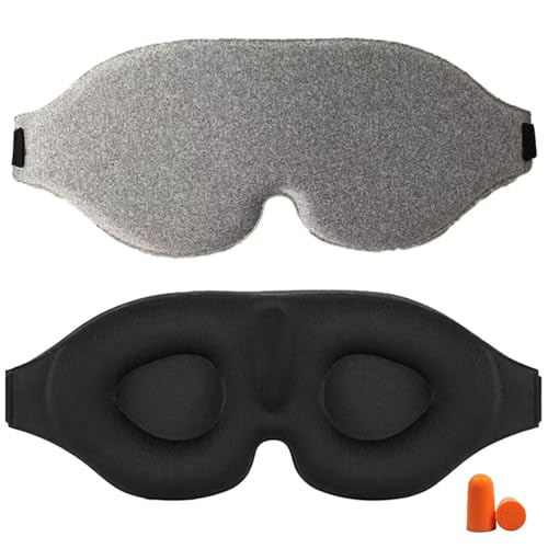 wulsalio アイマスク 睡眠用 安眠 3D 立体 おしゃれ 目隠し 快眠グッズ 遮光率99.99％ て通気性が良い 圧迫感なし 四季 肌にやさしい 軽量 旅行/出張/昼寝に最適 男女兼用 (ブルー) (深い灰色)