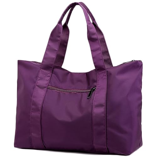 [Silver & Style] 旅行バッグ ナイロン 大容量 軽量 キャリーオン 折り畳み トラベル バッグ 肩掛け (紫 パープル)