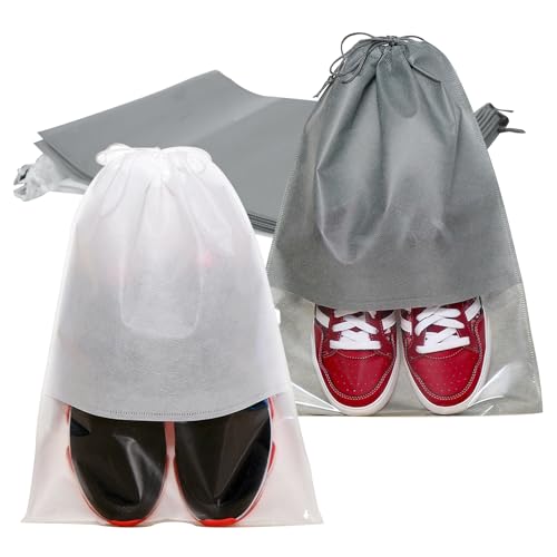 siawadeky 靴袋 不織布 シューズバッグ 靴収納袋 20枚セット 多機能収納ポーチ 透明窓付き 中身が見え..