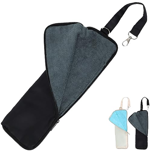 【吸水 防水 速乾 超軽量45g マルチ 折り畳み傘カバー 】 傘ケース 折りたたみ傘用 携帯用 マイクロファイバー 傘袋 通勤 通学 泥跳ね 汚れ拭き 多用途 便利 傘用カバー [Angel's Closet] (ブラッ