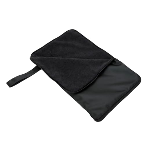 [株式会社HJ] 折りたたみ傘ケース、折りたたみタオルケース、40 cmx 25 cm、超吸水、黒色、持ち運びに..