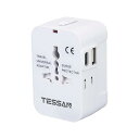 海外変換プラグ 全世界対応 TESSAN コンセント 変換プラグ 旅行用 1USB-Cと1USB-Aポート 1ACコンセント A O BF Cタイプ マルチ変換...