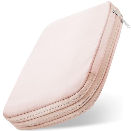 トラベルポーチ 圧縮 【YKKファスナーで、撥水＆耐久性のある生地】 旅行 便利グッズ 衣類 衣類圧縮袋 旅行用圧縮袋 圧縮ポーチ 圧縮バッグ 2WAY くすみカラー (Shell Pink, M)