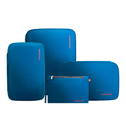 Bee Nesting旅行用圧縮袋 衣類圧縮バッグ 圧縮袋 旅行 便利グッズ圧縮ポーチ 両面収納トラベルポーチ 防水 大容量 旅行 出張(4個セット/ダークブルー・レッド）