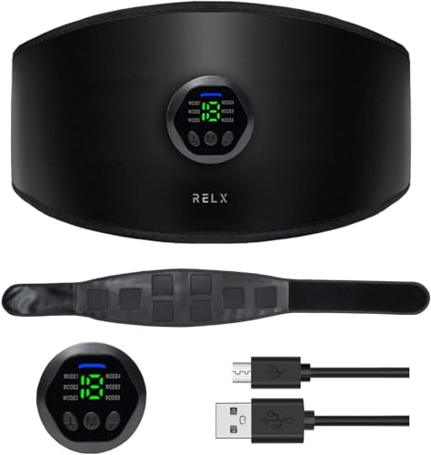 RELX EMSベルト 腹筋ベルト【ジェルシート不要】6種類モード 8枚の電極パッド 腹筋マシーン トレーニング USB充電式 男女兼用