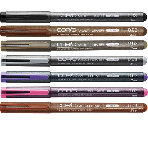 コピック マルチライナー【ブラック】0.03mm+コピック マルチライナー【ブラウン】0.03mm +コピック マルチライナー【ウォームグレー】0.03mm +...