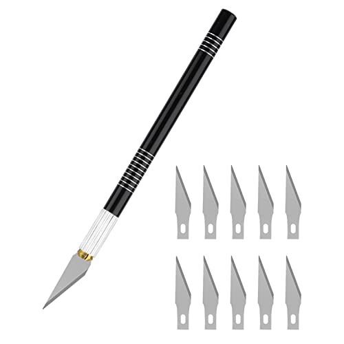 MOLATE デザインナイフ アートナイフ 替え刃 10枚 細工用カッターナイフ 切り絵 プラモデル 消しゴム ..