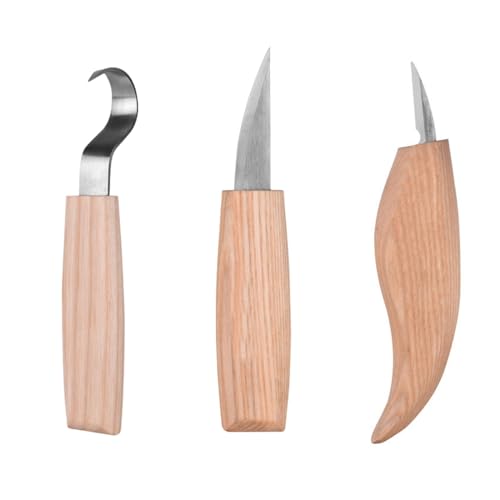 HOTQ カービングナイフ 木工木彫り 木雕りキット 雕刻刀セット 初心者彫刻刀 フックナイフ ブレード研彫刻 3個セット