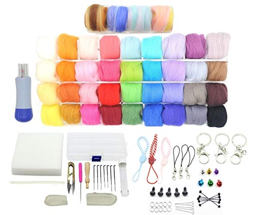 楽MoMo 羊毛フェルト 約3g 40色 セット 小物・工具付き 手芸 ハンドクラフト DIY 素材