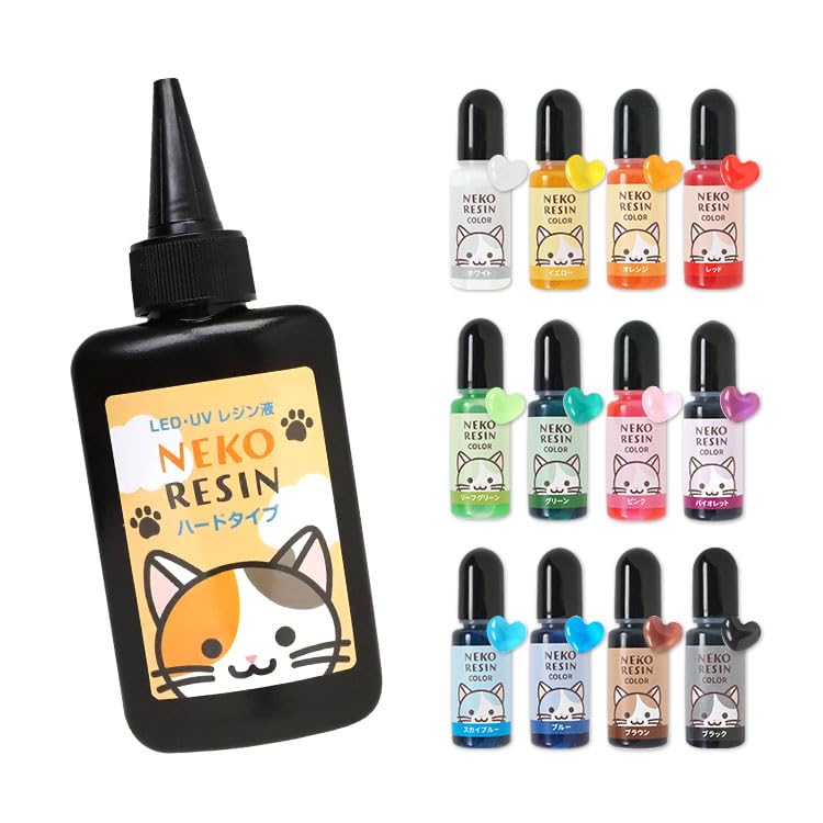 【レジン液セット】レジン着色料12色 & ハードレジン100gセット ネコレジン レジン液 ハードタイプ 大容量 UV LED レジンクラフト ハンドメイド ク...