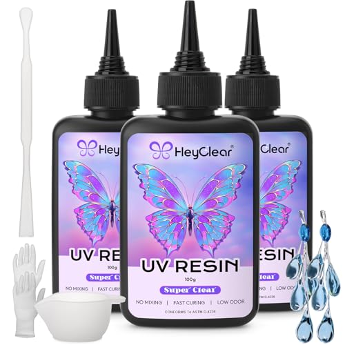 HeyClear 300g UVレジン液 - 超透明、低臭、硬く、硬化が速いレジン、DIY初心者向け、コーティング、手..