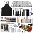 RMTIME レザークラフト 308点工具セット レザーツール 革工具セット 手縫い道具 穴あけポンチ 目打ち カッターマット カービング 刻印セット レザー ...