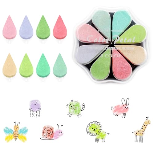 Cinvo スタンプ台 花弁 スタンプパッド 8色セット 速乾 DIY フィンガーペイント/アート/年賀状/消しゴムハンコ/和紙カードなどの手作りに適用（マカロンカラー）