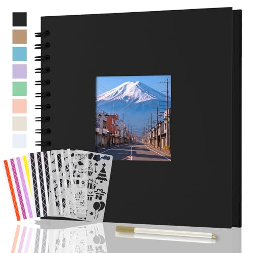 AIOR 手作りアルバム 台紙 フォトアルバム 写真ウィンドウ付きスクラップブックアルバム 250 GSM厚紙 20枚 40ページ 21CMx21CM 思い出帳...