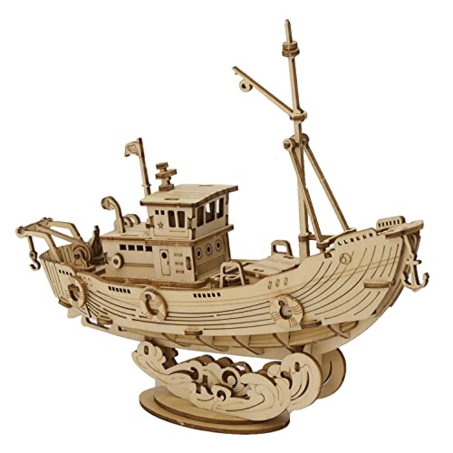 つくるんです? 日本語説明書付 3D ウッドパズル TG308 漁船