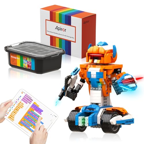 [Apitor] Robot X 収納型 プログラミング ロボット 子供のおもちゃSTEM教育ビルディングブロック 12-in-1リモコン玩具 小学生プログラミング入門 Scratch 3.0 キッズのラジコン知育玩具8歳以上 男の子のサムネイル
