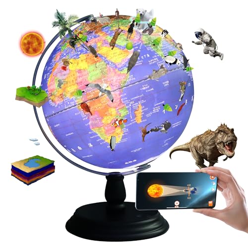 地球儀 子供 AR しゃべる地球儀 日本語 球径25cm 3Dで学べる LEDライト付き AR十二大モジュール 720°回転可能 地勢タイプ 3WAY 知育玩具 ベッドサイドランプ 真珠フィルム 雰囲気が良い 防水性 新
