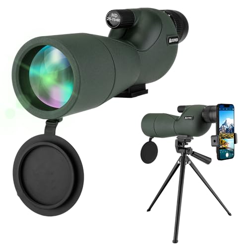 AUGYMER 単眼鏡 望遠鏡 25-75×60mm - 高倍率 望遠レンズ バードウォッチング 望遠鏡 FMCレンズ 軽量 防水 耐衝撃 スマートフォン対応 伸?三脚付き コンサート 花火大会 登山 野鳥観察 アーチェリ