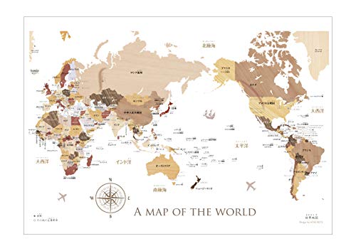 寄木風の木目がおしゃれな「世界地図」ポスターB2サイズ ソノリテ
