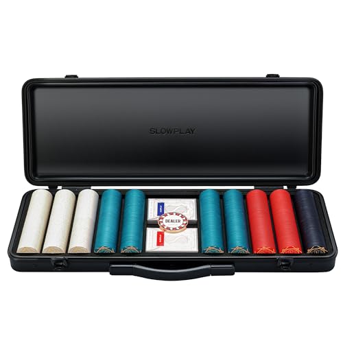 SLOWPLAY Nashセラミックポーカチップセット テキサスホールデム 500枚[チップバリュー表記なし] 各43mm & 12g と耐久性に ポリカーボネート製ケース