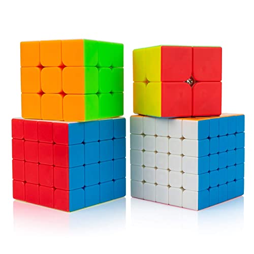 Findbetter MOYU 競技用キューブセット 蛍光色 ステッカーレス 2x2 3x3x3 4x4x4 5x5x5 四個セットスムーズ回転 ポップ防止 v...